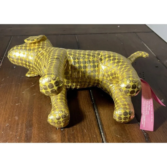 Victoria's Secret PINK Plush Stuffed Toy Dog Gold Metallic Circle Dots HOPE 6” - Picture 6 of 6